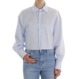 CAMICIA CROP AZZURRO